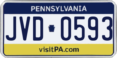 PA license plate JVD0593