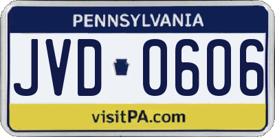 PA license plate JVD0606