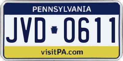 PA license plate JVD0611