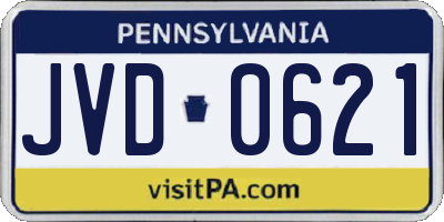 PA license plate JVD0621