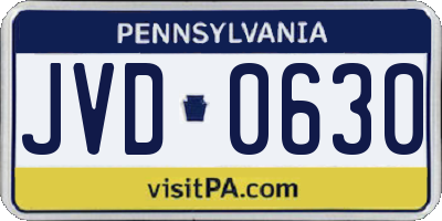 PA license plate JVD0630