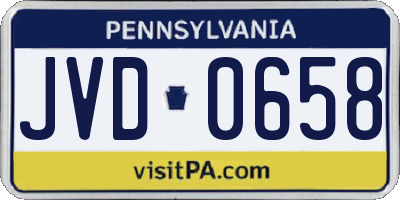 PA license plate JVD0658