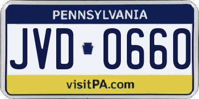 PA license plate JVD0660