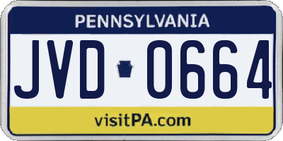 PA license plate JVD0664