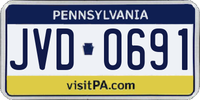 PA license plate JVD0691