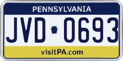 PA license plate JVD0693