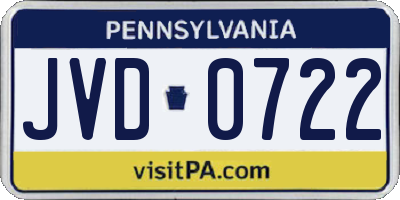 PA license plate JVD0722
