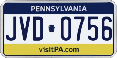 PA license plate JVD0756