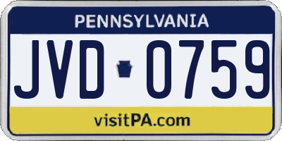 PA license plate JVD0759
