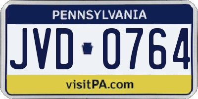 PA license plate JVD0764
