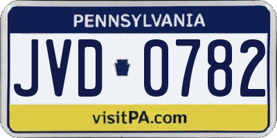 PA license plate JVD0782
