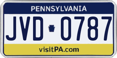 PA license plate JVD0787