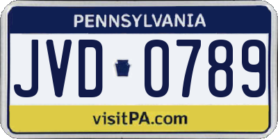 PA license plate JVD0789