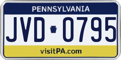 PA license plate JVD0795