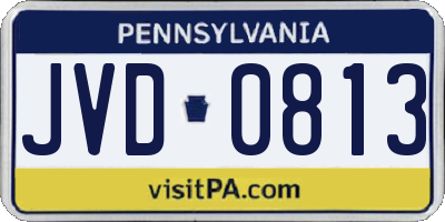 PA license plate JVD0813