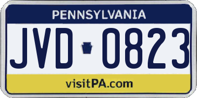 PA license plate JVD0823