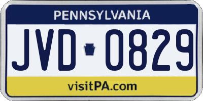 PA license plate JVD0829