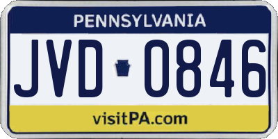 PA license plate JVD0846