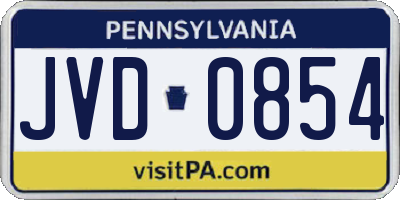 PA license plate JVD0854