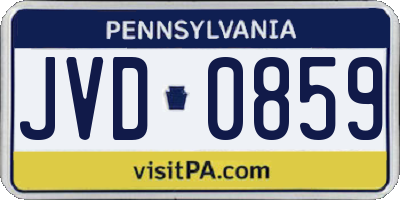 PA license plate JVD0859