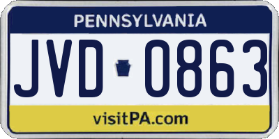 PA license plate JVD0863