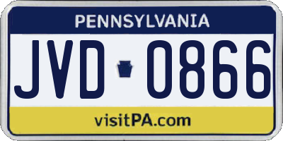 PA license plate JVD0866