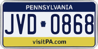 PA license plate JVD0868