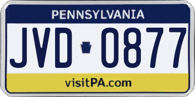 PA license plate JVD0877