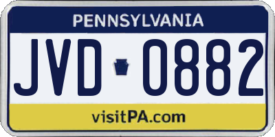 PA license plate JVD0882