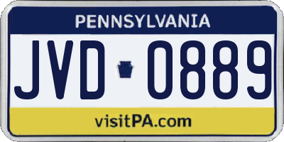 PA license plate JVD0889