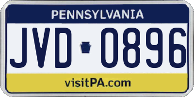 PA license plate JVD0896