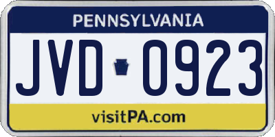 PA license plate JVD0923