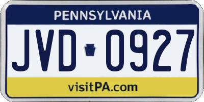 PA license plate JVD0927