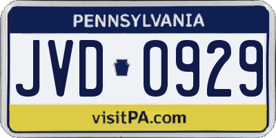 PA license plate JVD0929