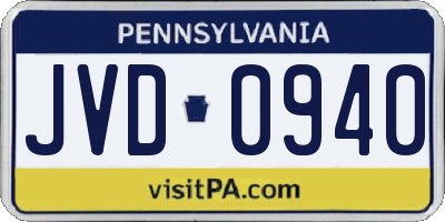 PA license plate JVD0940
