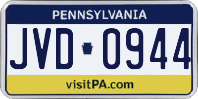 PA license plate JVD0944