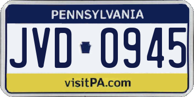 PA license plate JVD0945