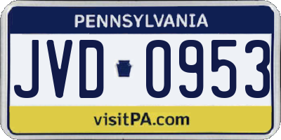 PA license plate JVD0953