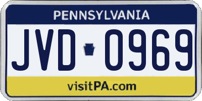 PA license plate JVD0969