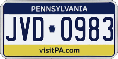 PA license plate JVD0983