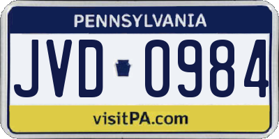 PA license plate JVD0984