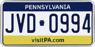 PA license plate JVD0994