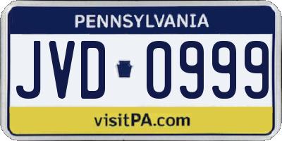 PA license plate JVD0999