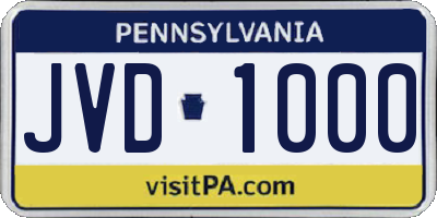 PA license plate JVD1000