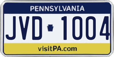 PA license plate JVD1004