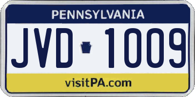 PA license plate JVD1009
