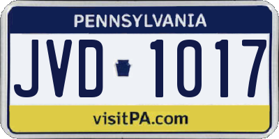 PA license plate JVD1017