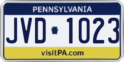 PA license plate JVD1023