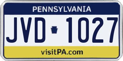 PA license plate JVD1027