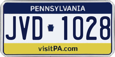 PA license plate JVD1028